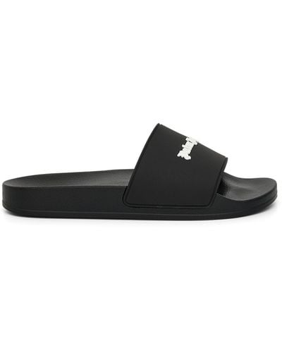 Palm Angels Essential Logo Pool Sliders Sandals, /, 100% Polyurethane - Black