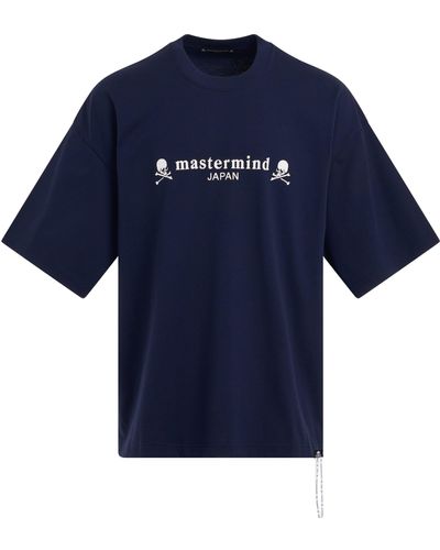 Mastermind Japan 'Classic Logo And Skull Boxy Fit T-Shirt, Short Sleeves, , 100% Cotton, Size: Small - Blue