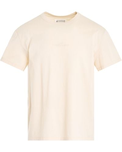 Maison Margiela Upside Down Logo T-Shirt, Short Sleeves, , 100% Cotton - Natural