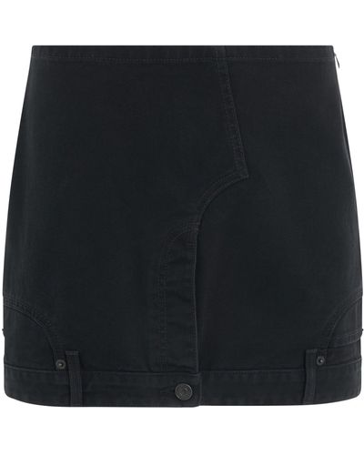 Balenciaga Upside Down Denim Mini Skirt, , 100% Cotton - Black