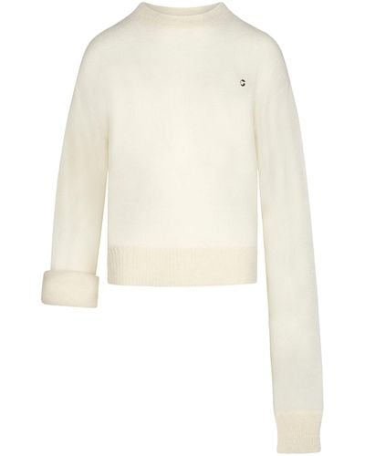 Coperni Knotted Sleeves Jumper, Round Neck, Long Sleeves - White
