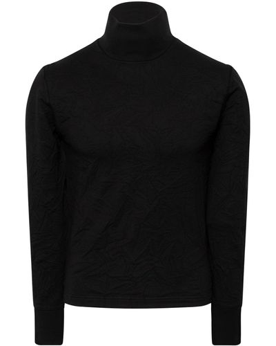 Balenciaga Wrinkled Turtleneck Sweater In Black