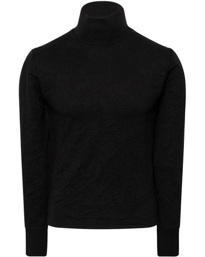 Balenciaga Wrinkled Turtleneck Sweater, Long Sleeves, , 100% Cotton, Size: Medium - Black