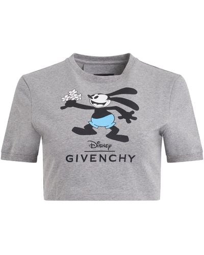 Givenchy Disney Oswald Flowers T-Shirt, Round Neck, Short Sleeves, Light Melange, 100% Cotton - Gray