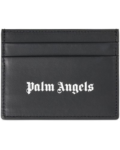 Palm Angels Logo Caviar Card Holder, , 100% Calf Leather - Black