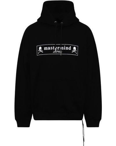 Mastermind Japan Boxed Logo Glass Beads Boxy Fit Hoodie, , 100% Cotton, Size: Large - Black