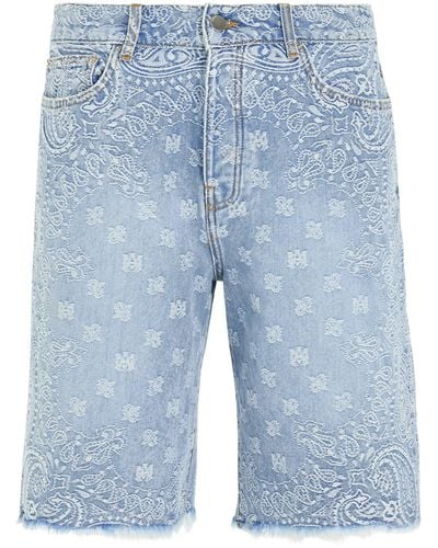 Amiri Bandana Jacquard Skater Shorts, Perfect, 100% Cotton - Blue