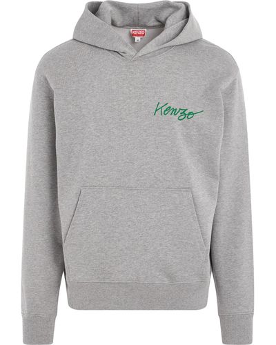 KENZO 'With Love Classic Hoodie, Long Sleeves, Pearl, 100% Cotton, Size: Small - Gray