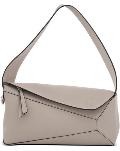 Loewe Puzzle Hobo Bag In Nappa Calfskin In Ghost - Gray