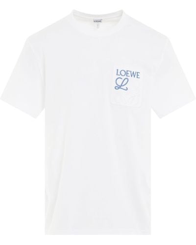 Loewe 'Anagram Pocket T-Shirt, Round Neck, Short Sleeves, , 100% Cotton, Size: Small - White