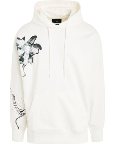 Y-3 'Flower Graphic Hoodie, Long Sleeves, Off, 100% Cotton, Size: Small - White