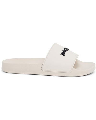 Palm Angels New Logo Pool Slider Sandals - White