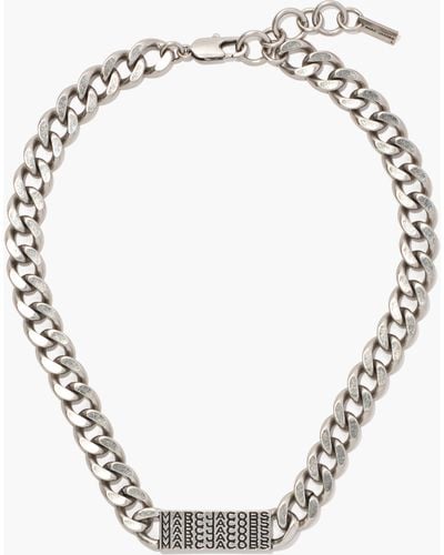 Marc Jacobs The Barcode Monogram Id Chain Necklace - Metallic