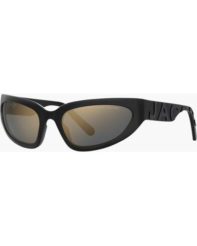 Marc Jacobs The Bold Logo Wrapped Mirrored Sunglasses - Black