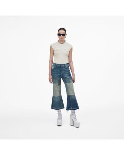 Marc Jacobs Patchwork Denim Cropped Flare Jeans - Blue
