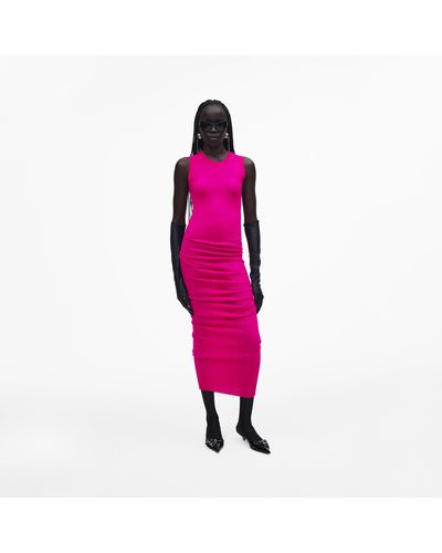 Marc Jacobs Fine Ribbed Merino Twisted Dress - Pink