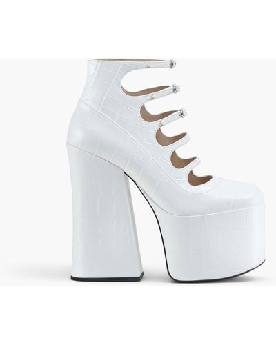 Marc Jacobs The Croc Embossed Kiki Ankle Boots - White