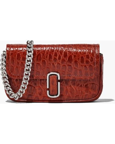 Marc Jacobs The Croc-embossed J Marc Mini Bag - Red