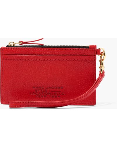 Marc Jacobs The Leather Top Zip Wristlet Bag - Red