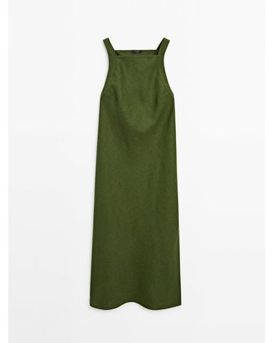 MASSIMO DUTTI Linen Halter Dress - Green