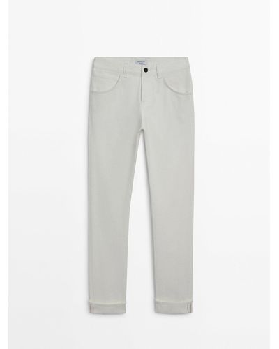 MASSIMO DUTTI Straight-Fit Selvedge Jeans - White