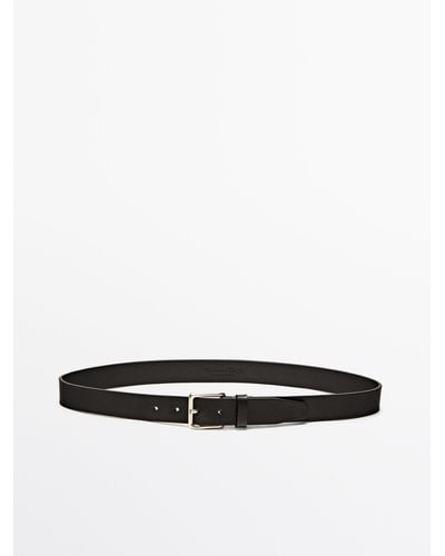 MASSIMO DUTTI Nappa Leather Belt - White