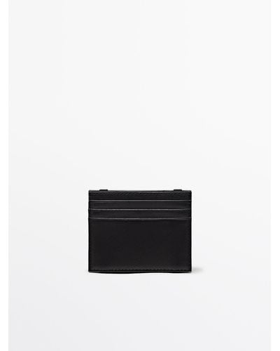 MASSIMO DUTTI Leather Card Holder - White