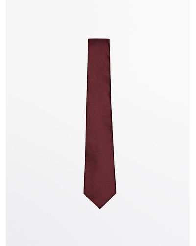 MASSIMO DUTTI 100% Silk Textured Tie - Purple