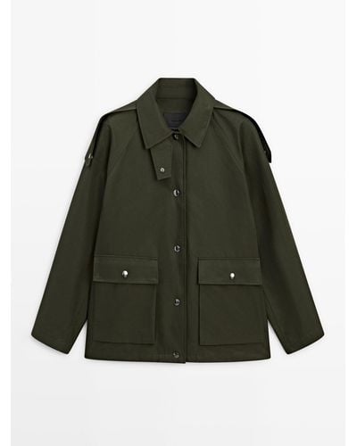 MASSIMO DUTTI Cropped Parka With Detachable Interior - Green