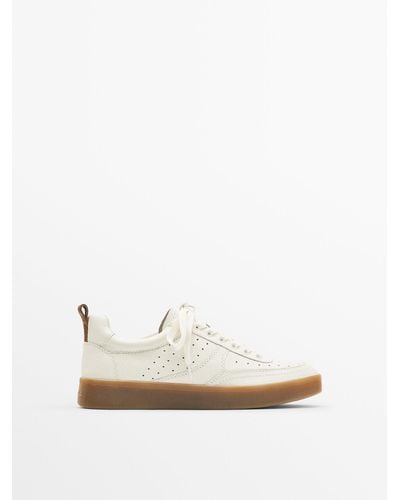 MASSIMO DUTTI Floater Leather Sneakers - White