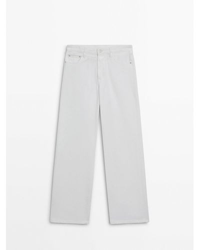 MASSIMO DUTTI Relaxed-Fit High-Waist Jeans - White