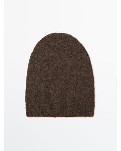 MASSIMO DUTTI Knit Beanie Without Turn-up Detail - Brown