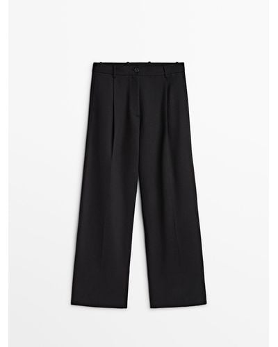 MASSIMO DUTTI Full Length Darted Pants - Black