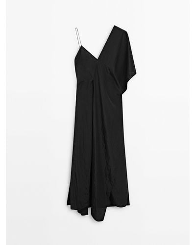 MASSIMO DUTTI Long Asymmetric Dress - Black