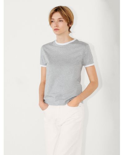 MASSIMO DUTTI Kontrastfarbenes T-Shirt - Grau Meliert - Xs - Weiß