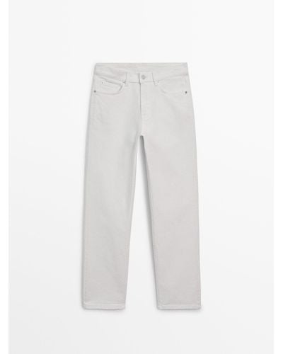 MASSIMO DUTTI Straight Fit Comfort Mid-Rise Jeans - White