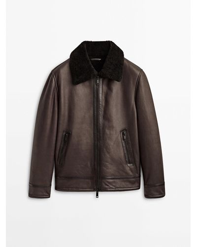 MASSIMO DUTTI Double-faced Leather Jacket Limited Edition - Brown