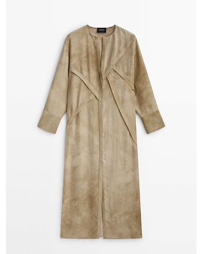 MASSIMO DUTTI Printed Silk Dress With Seams - Natural