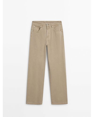 MASSIMO DUTTI Relaxed-Fit Mid-Rise Denim Pants - Natural
