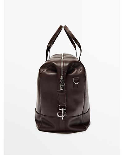 MASSIMO DUTTI Leather Bowling Bag - Brown