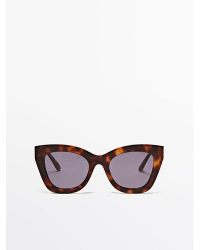 MASSIMO DUTTI Tortoiseshell Effect Cateye Sunglasses - Brown