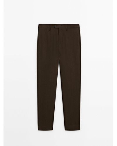 MASSIMO DUTTI Linen Suit Pants - Brown