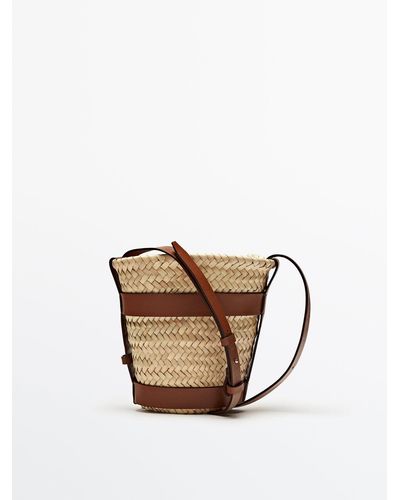 MASSIMO DUTTI Mini Woven Basket Bag   Detachable Pouch - Multicolor