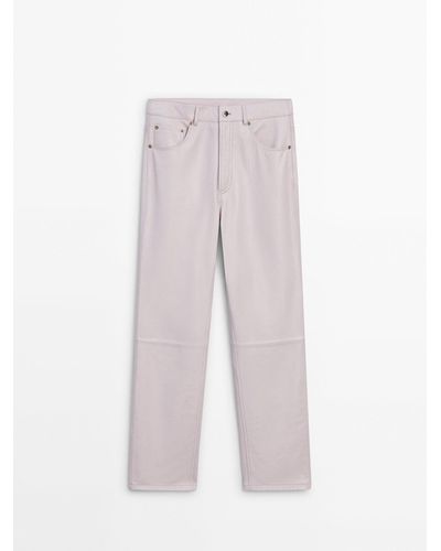 MASSIMO DUTTI Nappa Leather Pants - White