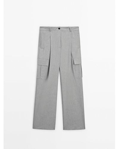 MASSIMO DUTTI Darted Cargo Pants - Gray