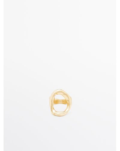 MASSIMO DUTTI Ring With Textured Detail - White