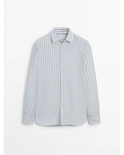 MASSIMO DUTTI Regular-Fit Striped Oxford Shirt - White