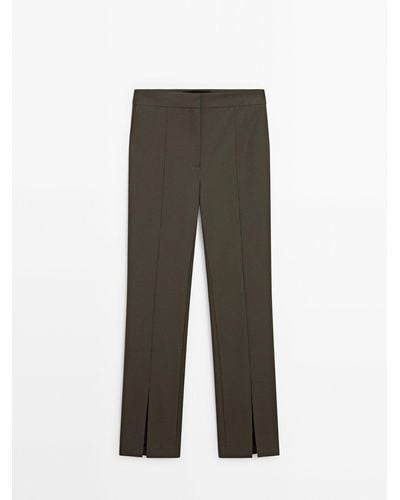 MASSIMO DUTTI Pants With Vent Detail - Gray