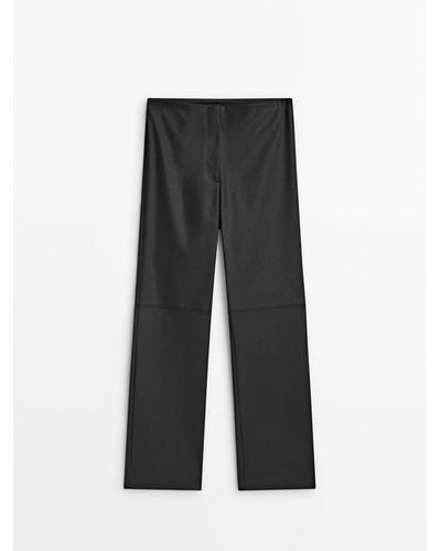 MASSIMO DUTTI Waxed Pants With Seam Detail - Black