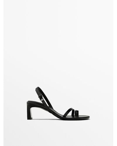 MASSIMO DUTTI Strappy Heeled Sandals - White